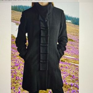Garnet Hill Wool Coat Ruffle Detail